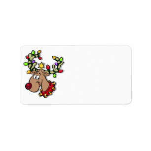 Cute Reindeer Customised Christmas Cards Label
