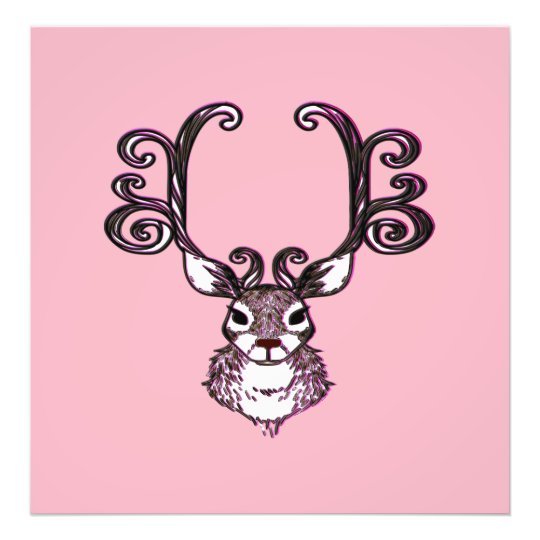 Cute Reindeer deer brown Canvas Print pink