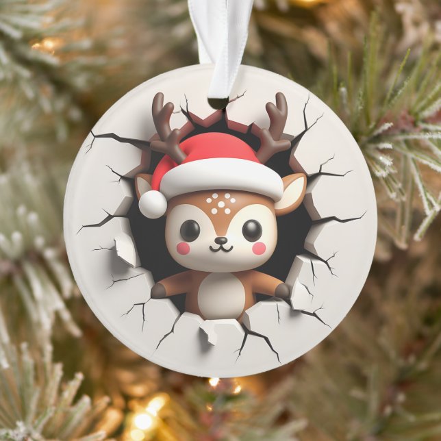 Cute Reindeer Double-Sided Holiday Ornament (Tree)