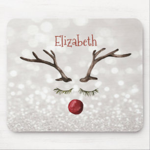 Cute Reindeer Face,Bokeh Mouse Pad