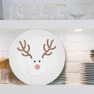 Cute Reindeer Face Christmas Custom Cutting Board