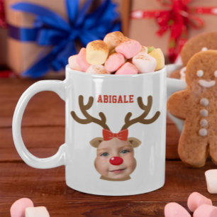 Cute Reindeer Face Christmas Mug- GIRL Coffee Mug