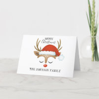 Cute Reindeer Face Merry Christmas