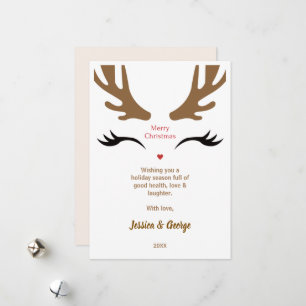 Cute Reindeer Face Modern Merry Christmas  Holiday Card