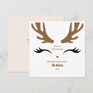 Cute Reindeer Face Modern Merry Christmas Holiday Card