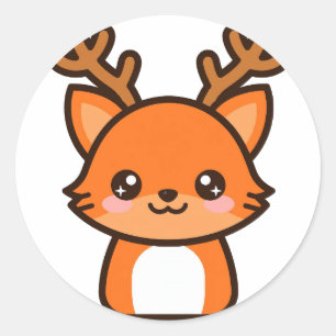 Cute Reindeer Fox Christmas Classic Round Sticker