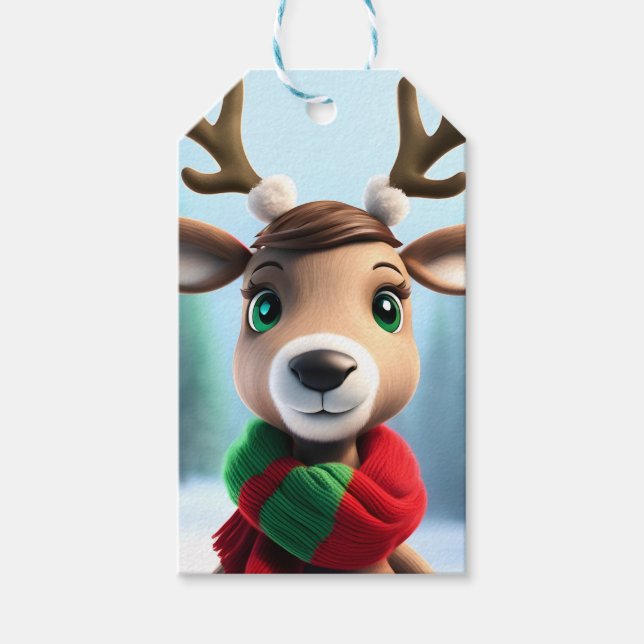 Cute Reindeer Gift Tags (Front)