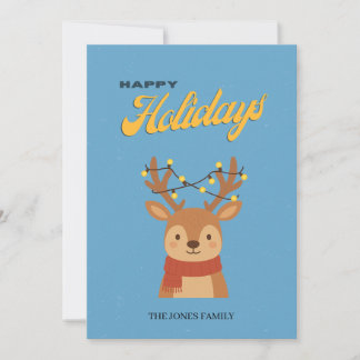Cute Reindeer Happy Holidays Card | Family Photo