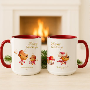 Cute Reindeer Happy Holidays Personalized Mug