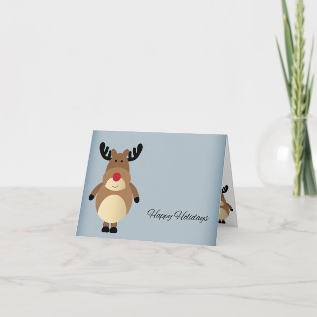 Cute Reindeer Holiday Card (Front)