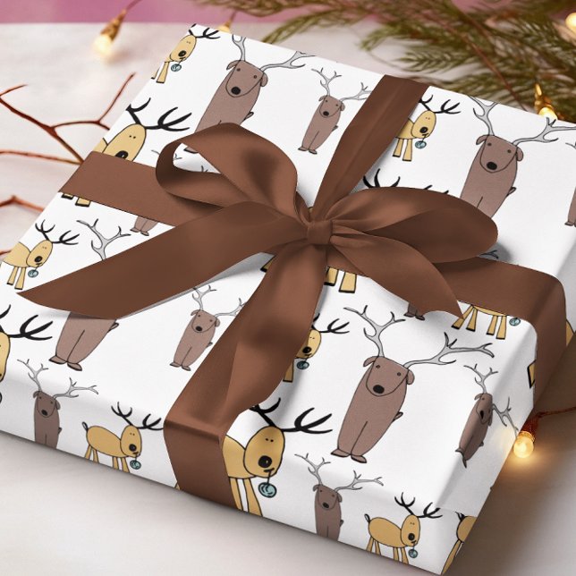 Cute Reindeer Holiday Christmas Animal Print Wrapping Paper (Creator Uploaded)