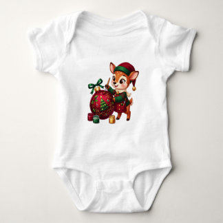 Cute Reindeer Holiday Ornament Painter Baby Bodysuit
