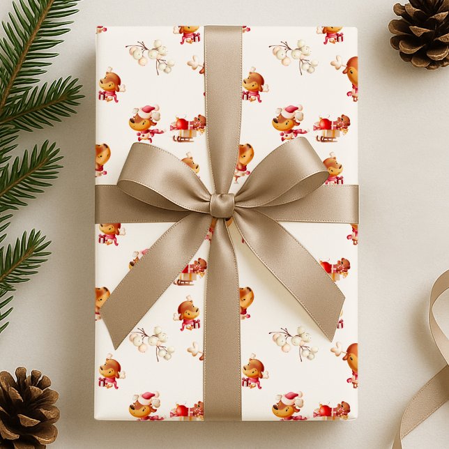 Cute Reindeer Holiday Wrapping Paper (Creator Uploaded)