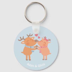 Cute Reindeer in Love Nose Nuzzle Keychain