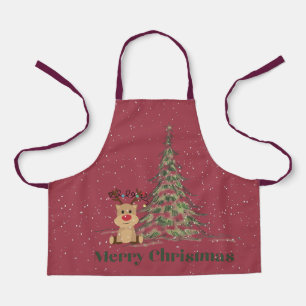 Cute Reindeer in the Snow Christmas Kid's Apron