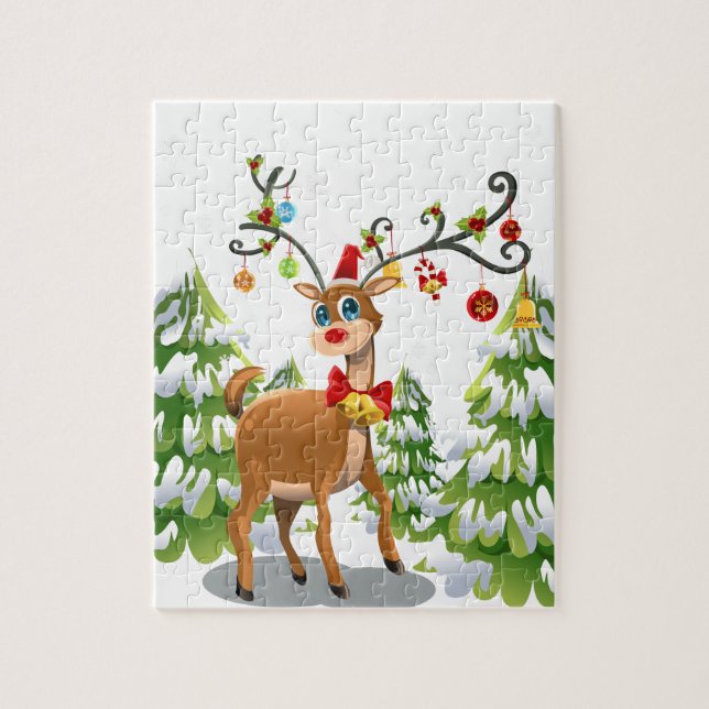 Cute Reindeer in the Snow Jigsaw Puzzle (Vertical)