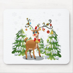 Cute Reindeer in the Snow Mouse Pad