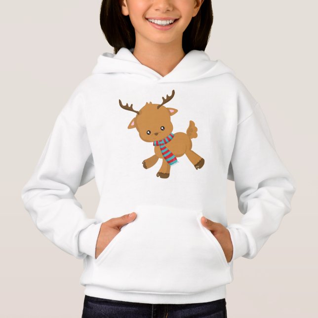 Cute Reindeer, Little Reindeer, Antlers, Scarf (Front)