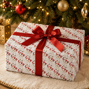 Cute Reindeer LOVE Christmas Holiday Wrapping Paper