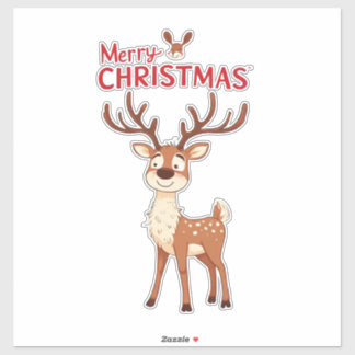 Cute Reindeer Mascot With 'I Love Christmas' Text