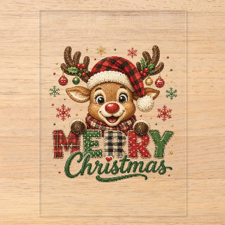 Cute Reindeer Merry Christmas Acrylic Invitations