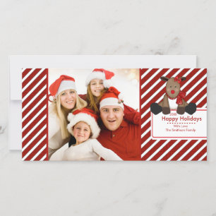 CUTE Reindeer Merry Christmas Family Photo Card
