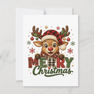 Cute Reindeer Merry Christmas Invitation