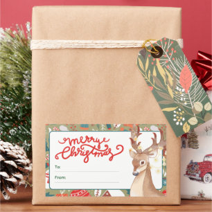 Cute Reindeer Merry Christmas Lights  Rectangular Sticker