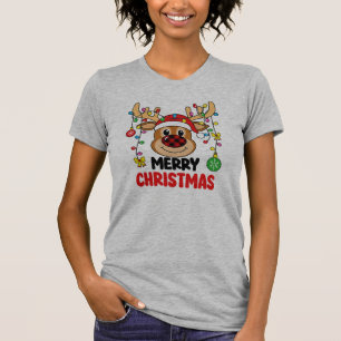 Cute Reindeer Merry Christmas Lights T-Shirt