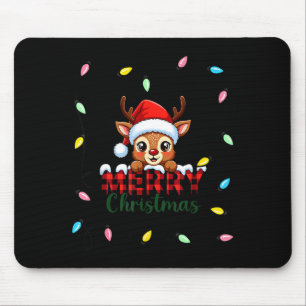 Cute Reindeer Merry Christmas Shirt –plaid Holiday Mouse Pad
