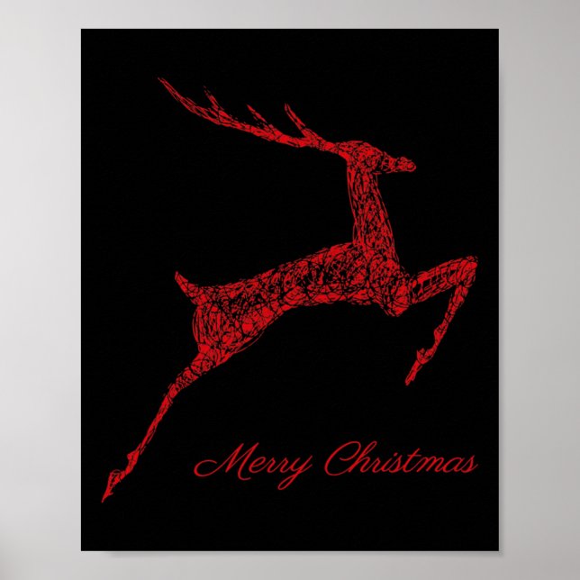 Cute Reindeer Merry Xmas Merry Christmas Happy New Poster (Front)