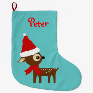 Cute Reindeer Name Personalised Christmas Stocking