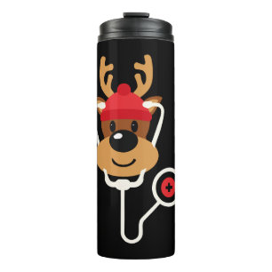 Cute Reindeer Nurse Christmas Thermal Tumbler