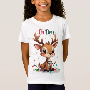 Cute Reindeer “Oh Deer” Kids Christmas T-Shirt