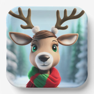 Cute Reindeer Paper Plate