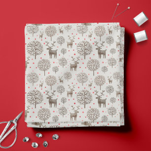 Cute Reindeer Pattern Smoke White Custom Colour Fabric
