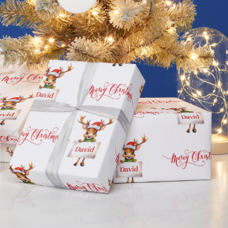 Cute reindeer  personalized Christmas Wrapping Paper