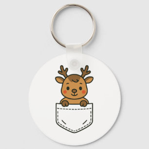 Cute Reindeer Pocket Pal Funny Santa's Reindeer Ch Key Ring