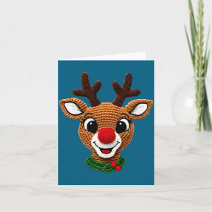 Cute Reindeer Rudolph Crochet Xmas Pajamas Holiday Card