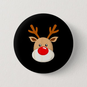 Cute Reindeer Rudolph Red Nose Christmas Antlers 6 Cm Round Badge