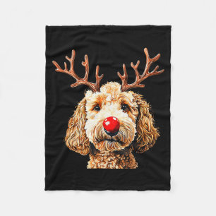 Cute Reindeer Santa Goldendoodle Christmas Xmas Ho Fleece Blanket