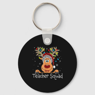 Cute Reindeer Teacher Squad Christmas Key Ring