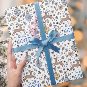 Cute Reindeer To All A Good Night Christmas Wrapping Paper