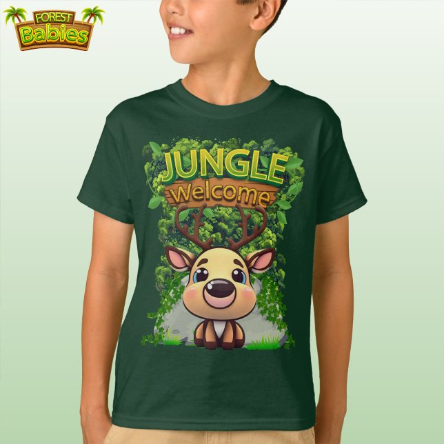 Cute Reindeer Wildlife Deer Cartoon Character 🦌 T-Shirt (Cute Reindeer T-Shirt, Jungle Welcome, Wildlife Deer Cartoon Shirt, Fun Doe Animal Character Tee 🦌 )