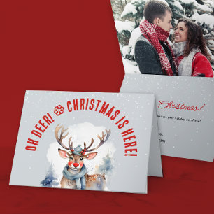 Cute Reindeer Winter Holiday Christmas Photo Card