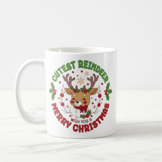 Cute Reindeer Wish You A Merry Christmas Coffee Mug