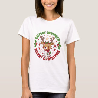 Cute Reindeer Wish You A Merry Christmas T-Shirt