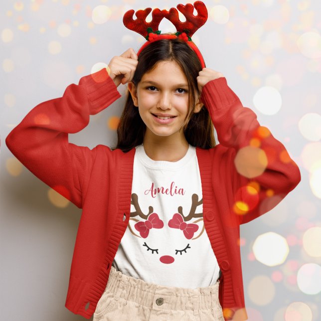 Cute Reindeer With Name Christmas  T-Shirt (Creator Uploaded)