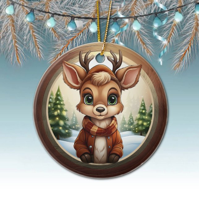 Cute Reindeer, Woodland Animal Deer Antlers 🦌🎄 Ceramic Tree Decoration (Xmas Reindeer Character Decoration, Christmas Doe Antlers Ceramic Ornament, Deer Decor, Doe 🦌🎄)