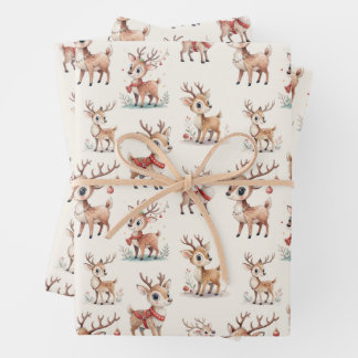 Cute  Reindeer Wrapping Paper Sheet